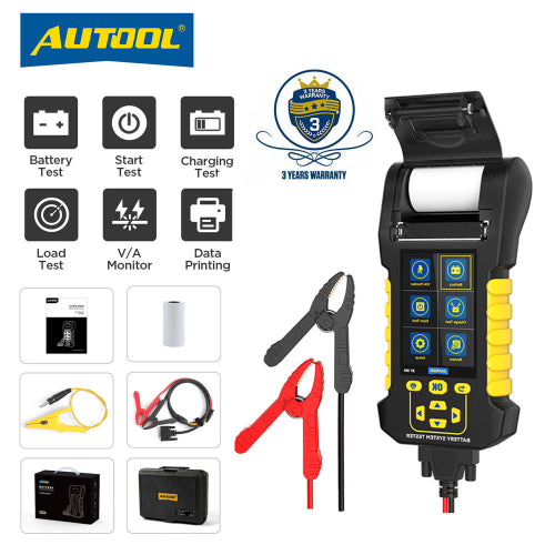 Autoool bt880 black and yellow handheld 12v 24v battery system tester with touchscreen for professional diagnostics
