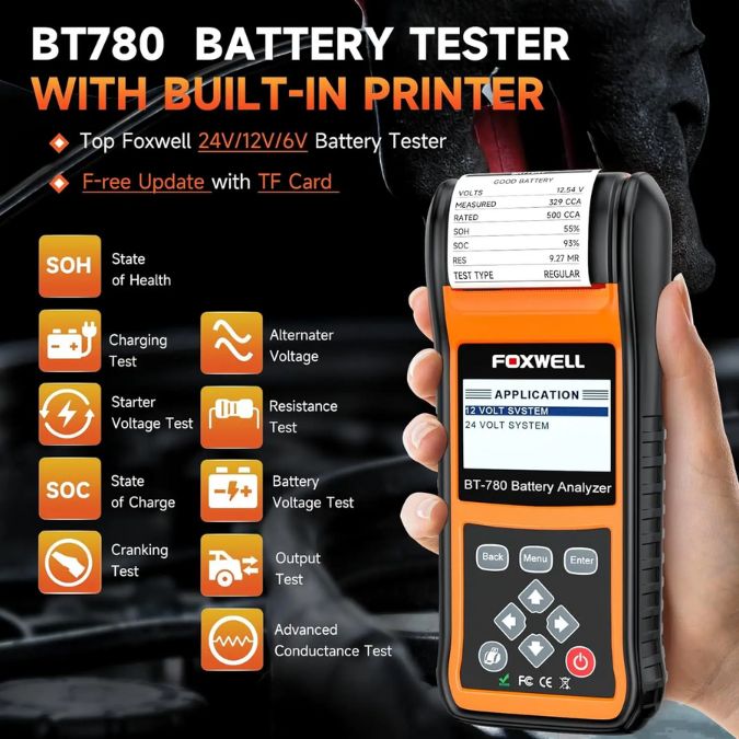 Foxwell BT 780 12V and 24v Battery Tester with Inbuilt Printer