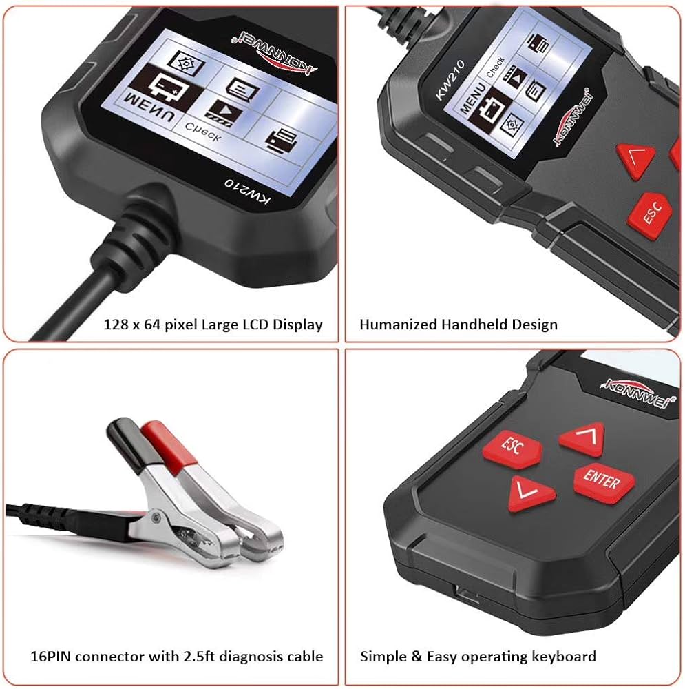 Konnwei KW210 12V Battery Tester | Compact Analyzer for Cars, Bikes SUVs in India