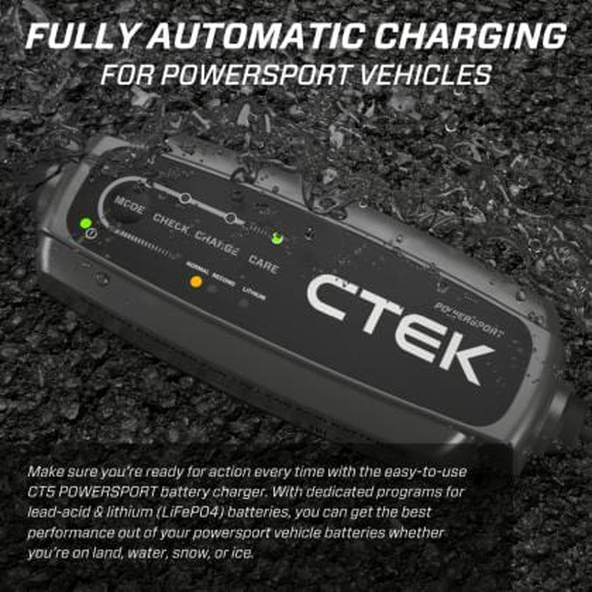 CTEK CT5 PowerSport 12V battery charger for cars in use, ideal for AGM & GEL batteries — buy in India