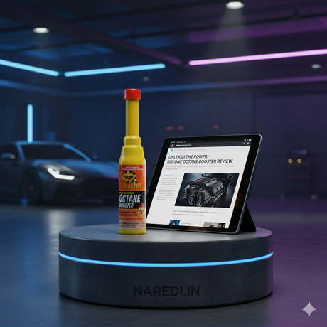 Yellow bottle of my fuel octane booster with red cap and orange label for boosting power and mileage