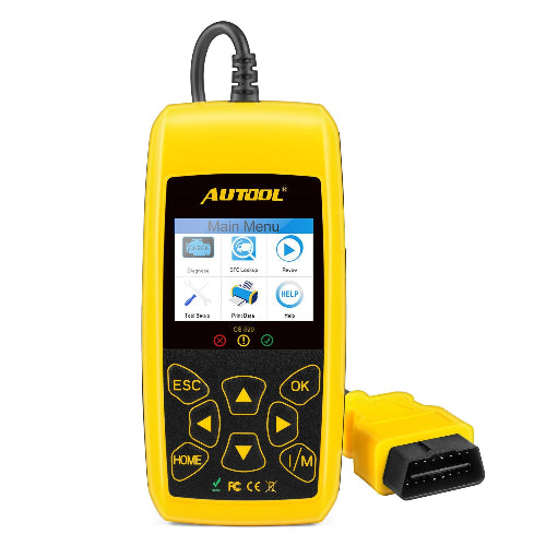 Autool CS520 OBD scanner handheld diagnostic tool with colour display showing live vehicle fault data