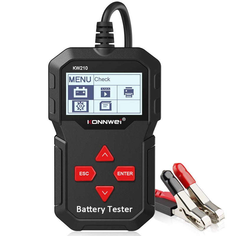 Konnwei KW210 12V battery tester and analyser for cars and bikes on white background