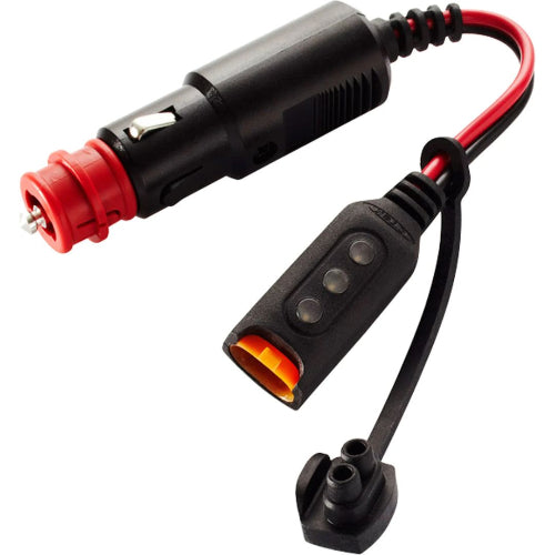 CTEK Cig Plug 12V battery plug connected in car dashboard cigarette socket, monitoring charge level on Indian roads