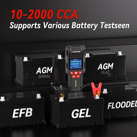 KONNWEI KW700 battery tester with printer shown beside a coin for size reference, ideal for DIN66 battery testing in India
