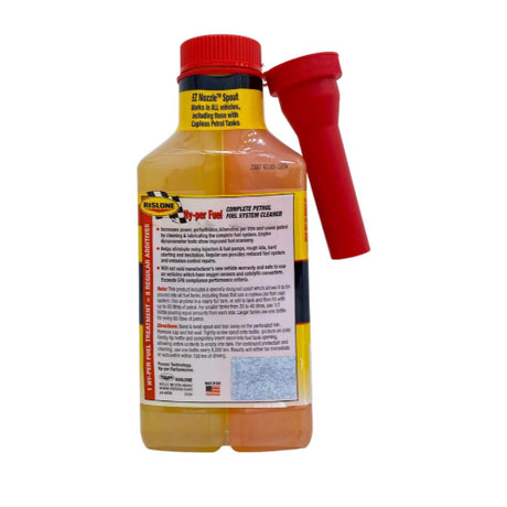 Rislone 44700 fuel injector cleaner bottle side view showing product label and directions, available in India