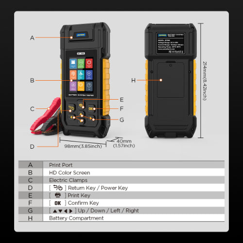 AUTOOL BT960 24 volt battery tester size reference showing compact handheld design for Indian vehicles and trucks