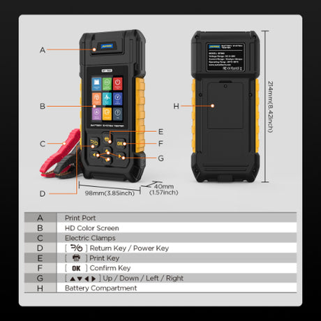 AUTOOL BT960 24 volt battery tester size reference showing compact handheld design for Indian vehicles and trucks
