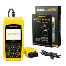 Autool CS520 side view — diesel OBD2 all-system scanner trusted by Indian mechanics for Ashok Leyland diagnostics