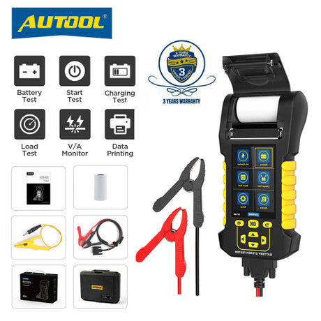 Autoool bt880 black and yellow handheld 12v 24v battery system tester with touchscreen for professional diagnostics