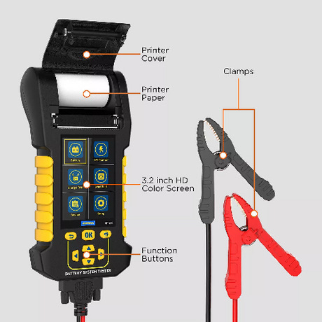 AUTOOL BT880 battery load tester side view – 12V/24V AGM, EFB & GEL car battery testing device for India