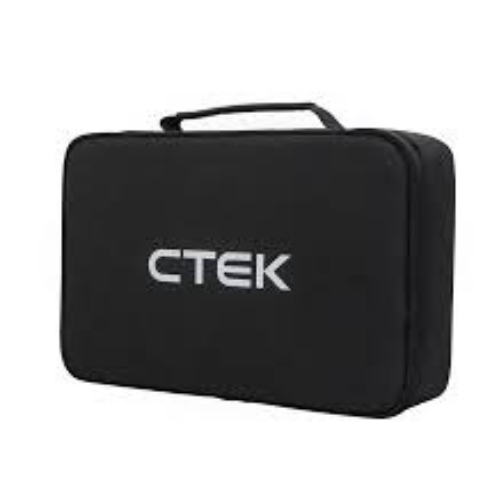 Black CTEK carrying case with a top handle and white logo on a plain white background.