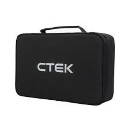 Black CTEK carrying case with a top handle and white logo on a plain white background.