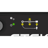Black CTEK SmartPass 120 electronic device with green and yellow indicator lights and circuit connection diagram for dual battery management