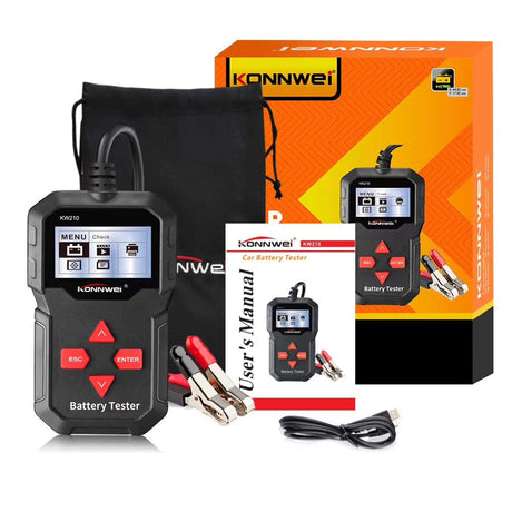 Konnwei KW210 portable battery tester side view – 12V AGM EFB GEL 2000 CCA battery load tester available in India