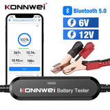 Konnwei BK100 side view showing Bluetooth battery monitor for AGM EFB GEL batteries, ideal for Indian vehicle owners
