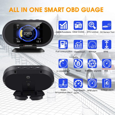 Konnwei KW206 OBD2 scanner size reference next to a coin, compact car OBD display for Indian vehicles