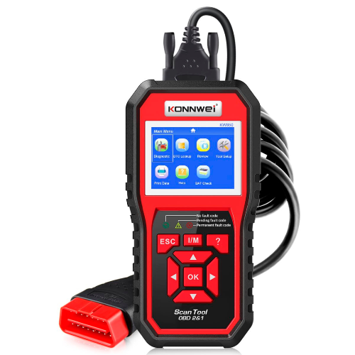Red and black konnwei kw850 obd2 scanner with touchscreen display original car diagnostic tool for india