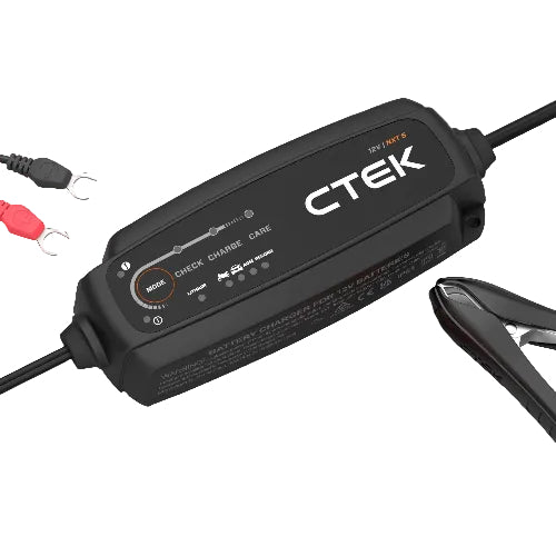 CTEK NXT 5 12V 5A charger detail view showing ports and indicator lights, ideal for Indian car batteries