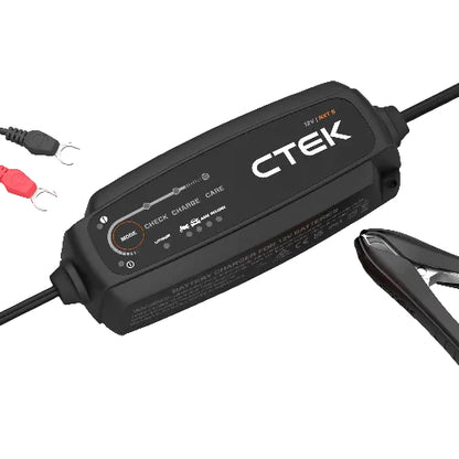 CTEK NXT 5 12V 5A charger detail view showing ports and indicator lights, ideal for Indian car batteries