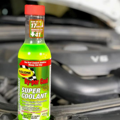 Rislone Hy-Per Cool 41300 coolant additive bottle side view, trusted cool coolant solution available in India