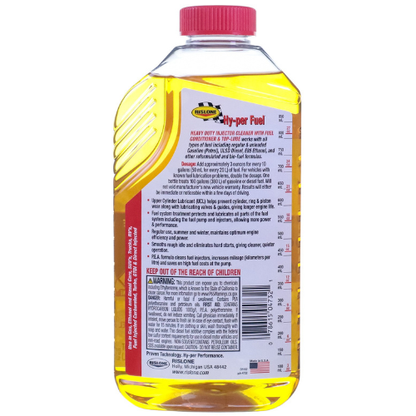 Rislone yellow liquid fuel additive bottle with red and white label in a clear plastic container 950ml for heavy duty use