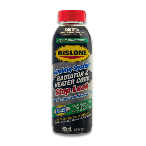 Rislone Liquid Aluminium Stop Leak bottle side view — trusted radiator repair solution for Indian car owners