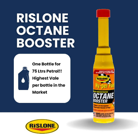 Rislone 104 Octane Boost bottle displayed for Indian petrol car owners seeking peak engine performance