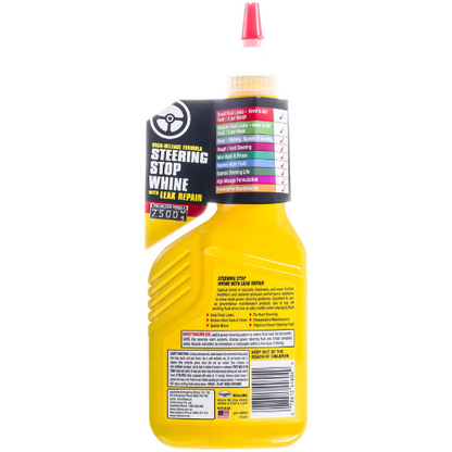 Rislone 350ml Power Steering Stop Leak bottle side view — trusted power steering fluid leak repair in India