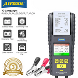 AUTOOL BT860 battery tester printer side view showing 12V/24V AGM EFB GEL report capability for Indian automotive use