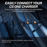CTEK CS Connect adapter cable plugged into car battery, compatible with CS One automatic charger, ideal for Indian vehicles