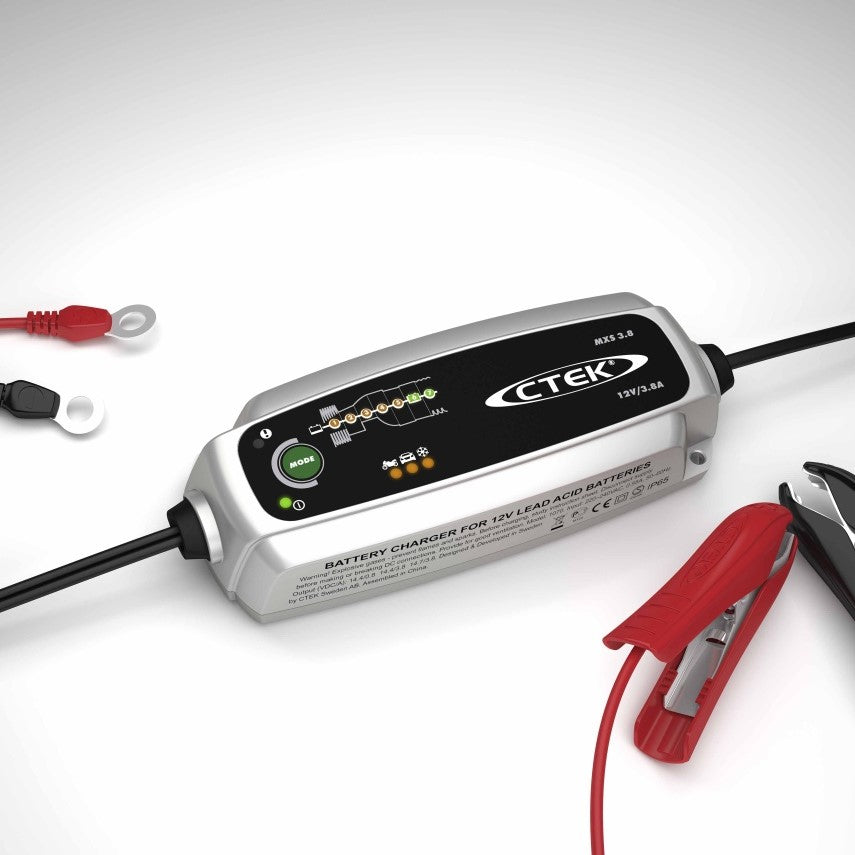 CTEK MXS 3.8 12V battery charging machine side view for AGM GEL Lead-Acid batteries, buy online India