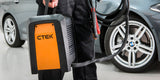CTEK Pro 60 12V 60A automatic charger close-up detail shot – dual compatibility for Lead-Acid & LiFePO4 batteries, availab...